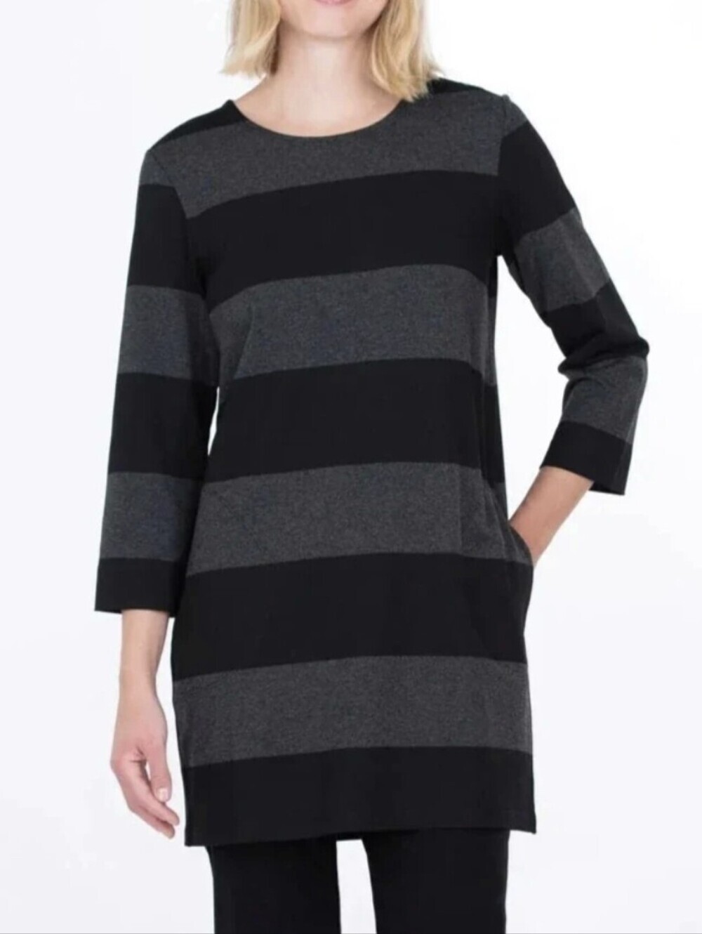 True Y2K Cashmere Gap Sweater Dress Medium Blend Vintage Striped Navy Gray
